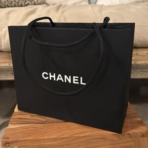 CHANEL Black Paper Shopping Bag with Rope Handles